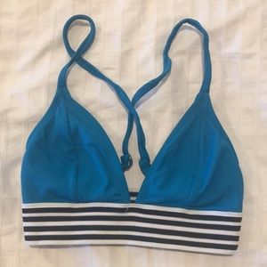 Blue and striped bikini top